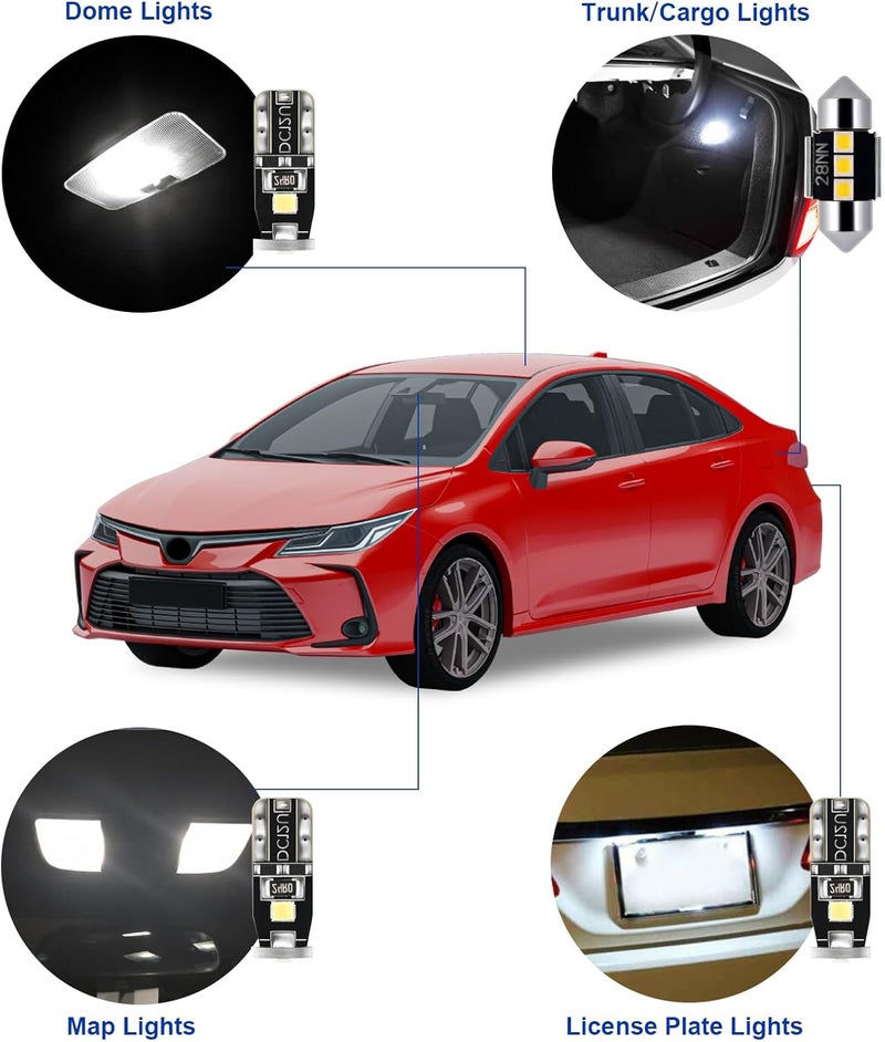 EASY EAGLE LED Interior Car Lights for Toyota-Corolla-2013-2022: 6 Piece Kit White LED Light Bulbs - Super Bright 6000K + Install Tool - Image 3